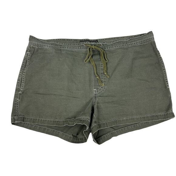 Abercrombie and Fitch Green Linen Blend Safari Casual Lounge Shorts L - Picture 1 of 3